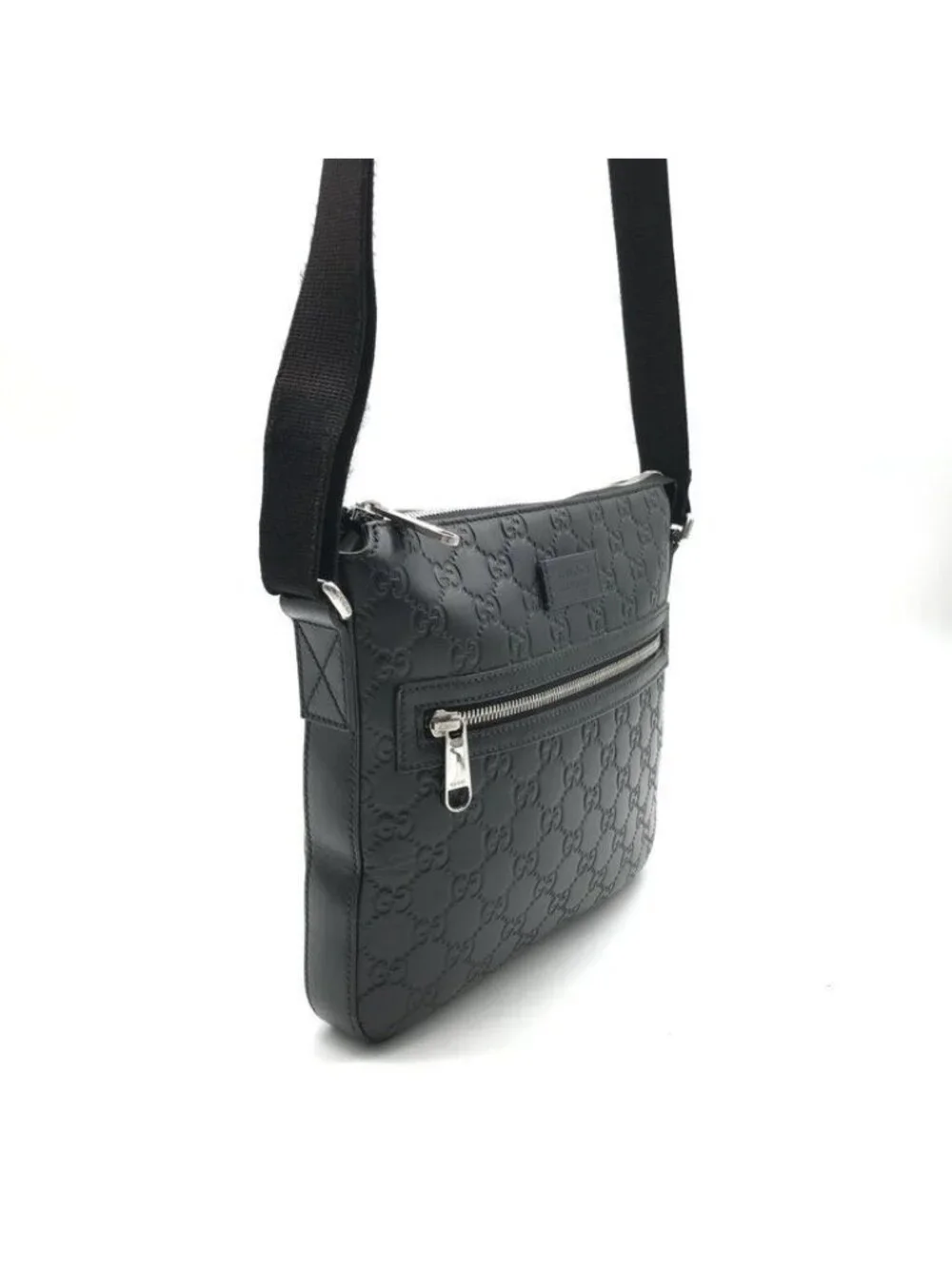 Gucci Embossed Signature Leather Shoulder Bag Black - Picture 2 of 10